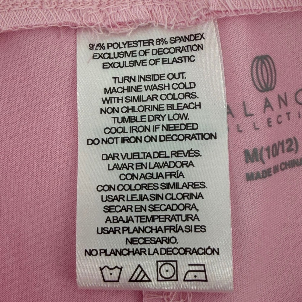 Balance Collection Kids Pink Lady Leggings Size M 10 12 Polyester Spandex Pocket - Picture 3 of 6